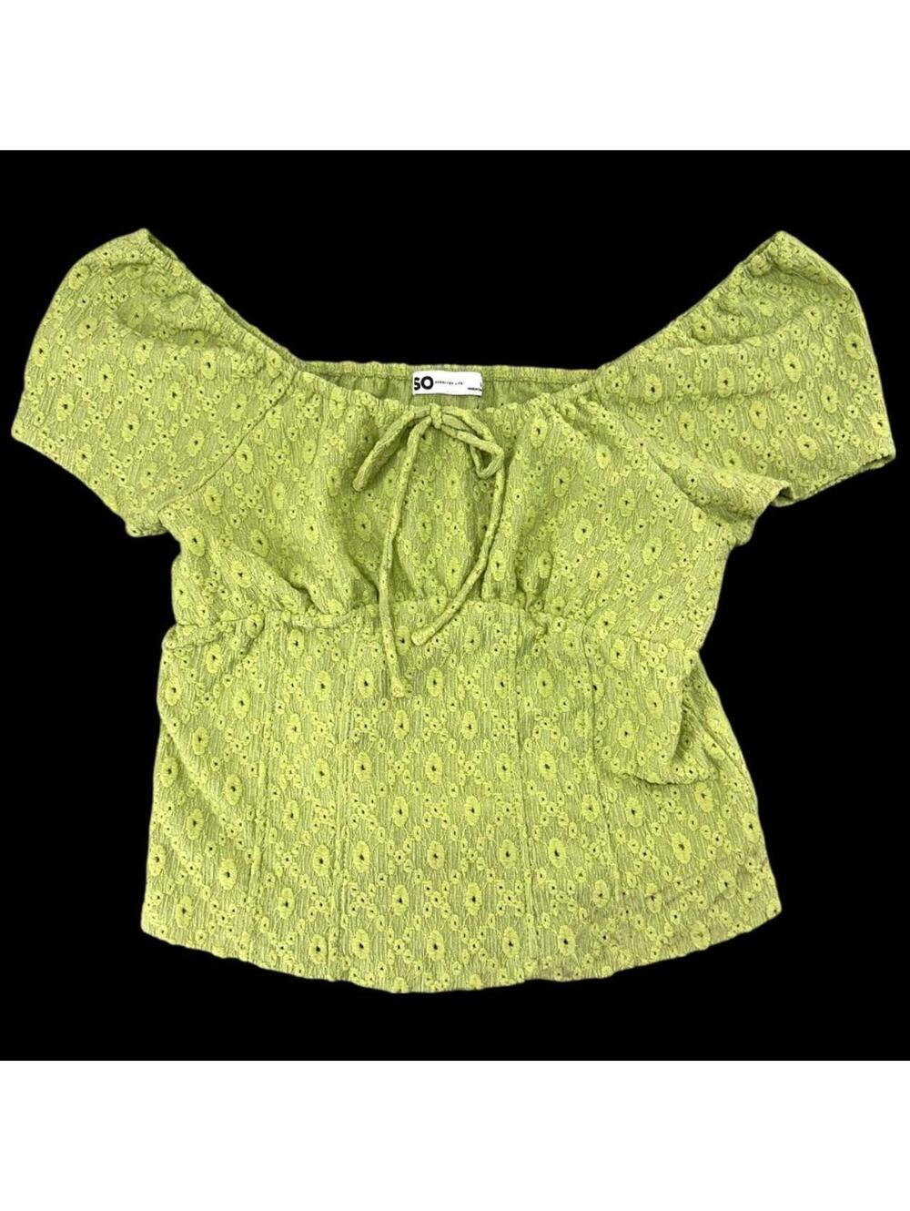 So Cinched Front Puff Sleeve Crop Top - Picture 2 of 8